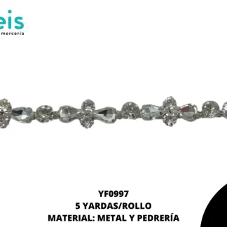 CADENA CON PIEDRA FINA REF: YF0997 5 YARDAS/ROLLO