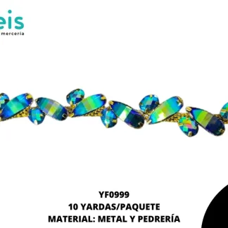 CADENA CON PIEDRA FINA REF: YF0999 10 YARDAS/ROLLO