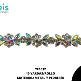 CADENA CON PIEDRA FINA REF: YF1012 10 YARDAS/ROLLO