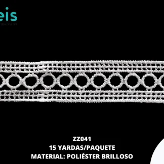 GUIPIUR POLIESTER BRILLOSO PLANO ZZ041 BLANCO 2.5 CM 15 YARDAS/PAQUETE