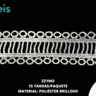 GUIPIUR POLIESTER BRILLOSO PLANO ZZ1962 BLANCO 3.5 CM 15 YARDAS/PAQUETE