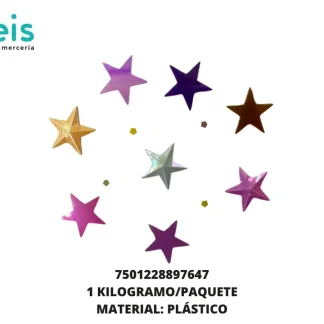 ACCESORIOS AYM LENTEJUELA CONFETI ESTRELLAS 7501228897647 1 KG/PQT MULTICOLOR