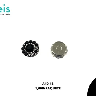 REMACHES PLASTICO FLOR A10-18 10mm 1,000 PZ/PQT NEGRO