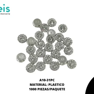 REMACHES PLASTICO FLOR A10-31PC 1,000 PZ/PQT PLATA/CRISTAL