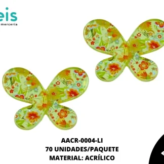 ACRILICO ESTAMPADO ADORNO MARIPOSA 003 REF: 3342 LIMON 70 U/PQT (.5 KG)