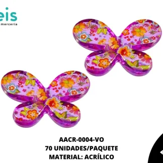 ACRILICO ESTAMPADO ADORNO MARIPOSA 003 REF: 3342 VIOLETA 70 U/PQT (.5 KG)