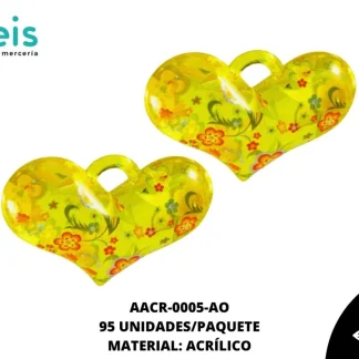 ACRILICO ESTAMPADO CORAZON 003 REF: 4741 AMARILLO 95 U/PQT (.5 KG)