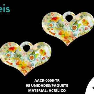 ACRILICO ESTAMPADO CORAZON 003 REF: 4741 TRANSPARENTEARENTE 95 U/PQT (.5 KG)