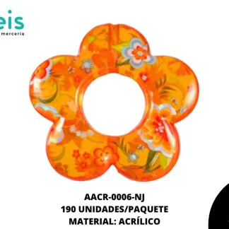 ACRILICO ESTAMPADO FLORES 003 REF: 1075 NARANJA 190 U/PQT (.5 KG)