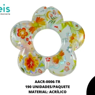 ACRILICO ESTAMPADO FLORES 003 REF: 1075 TRANSPARENTEARENTE 190 U/PQT (.5 KG)