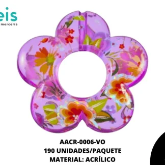 ACRILICO ESTAMPADO FLORES 003 REF: 1075 VIOLETA 190 U/PQT (.5 KG)