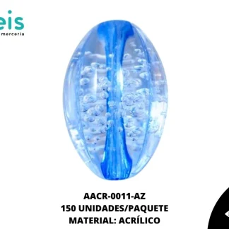 ACRILICO TRANSPARENTE CENT OVAL RAYA 25 MM REF: K-0044 AZUL 150 U/PQT (.5 KG)