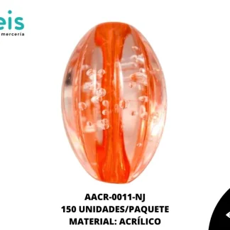 ACRILICO TRANSPARENTE CENT OVAL RAYA 25 MM REF: K-0044 NARANJA 150 U/PQT (.5 KG)
