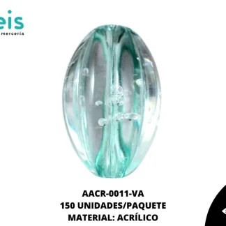 ACRILICO TRANSPARENTE CENT OVAL RAYA 25 MM REF: K-0044 VERDE AGUA 150 U/PQT (.5 KG)