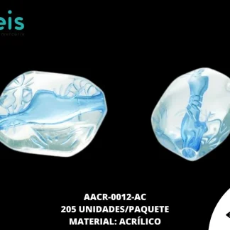 ACRILICO TRANSPARENTE CENT PIEDRA 20 MM REF: K-0067 AZUL CELESTE 205 U/PQT (.5 KG)