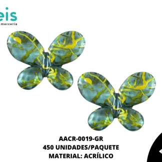 ACRILICO VETAS ADORNO MARIPOSA 22 MM REF: BB0636-21 GRIS 450 U/PQT (.5 KG)