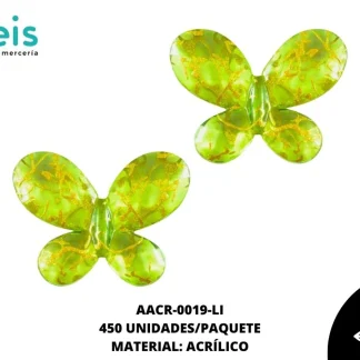 ACRILICO VETAS ADORNO MARIPOSA 22 MM REF: BB0636-21 LIMON 450 U/PQT (.5 KG)