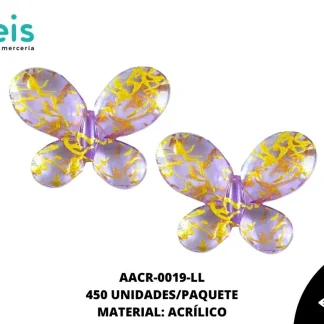 ACRILICO VETAS ADORNO MARIPOSA 22 MM REF: BB0636-21 LILA 450 U/PQT (.5 KG)