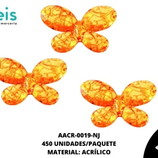 ACRILICO VETAS ADORNO MARIPOSA 22 MM REF: BB0636-21 NARANJA 450 U/PQT (.5 KG)