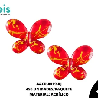 ACRILICO VETAS ADORNO MARIPOSA 22 MM REF: BB0636-21 ROJO 450 U/PQT (.5 KG)