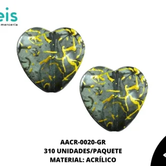 ACRILICO VETAS CORAZON 20 MM REF: BB0636-20 GRIS 310 U/PQT (.5 KG)
