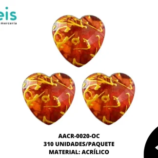 ACRILICO VETAS CORAZON 20 MM REF: BB0636-20 OCRE 310 U/PQT (.5 KG)