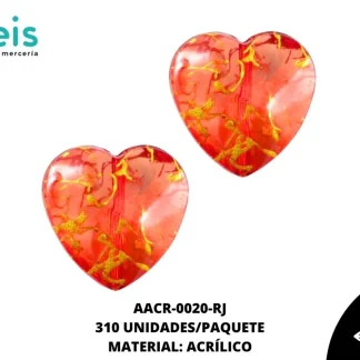 ACRILICO VETAS CORAZON 20 MM REF: BB0636-20 ROJO 310 U/PQT (.5 KG)