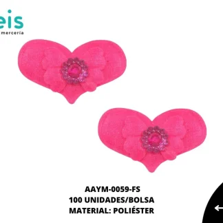 ACCESORIOS INFANTILES CORAZON CON MOÑO AAYM-0059-FS 4cmX3cm 100 PZ/PQT FIUSHA