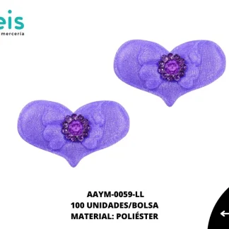 ACCESORIOS INFANTILES CORAZON CON MOÑO AAYM-0059-LL 4cmX3cm 100 PZ/PQT LILA
