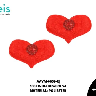 ACCESORIOS INFANTILES CORAZON CON MOÑO AAYM-0059-RJ 4cmX3cm 100 PZ/PQT ROJO