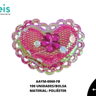 ACCESORIOS INFANTILES CORAZON PEDRERIA AAYM-0060-FB 3.5cmX3cm 100 PZ/PQT FIUSHA BOREAL