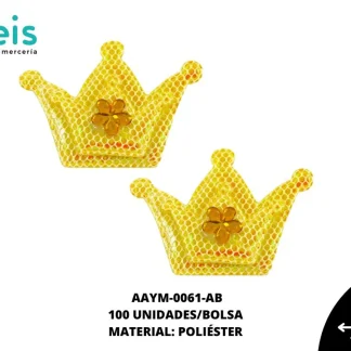 ACCESORIOS INFANTILES CORONA PIEDRA AAYM-0061-AB 4.4cmX3.4cm 100 PZ/PQT AMARILLO BOREAL