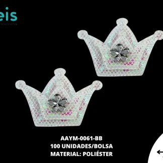 ACCESORIOS INFANTILES CORONA PIEDRA AAYM-0061-BB 4.4cmX3.4cm 100 PZ/PQT BLANCO BOREAL