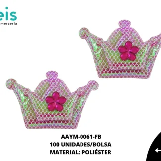 ACCESORIOS INFANTILES CORONA PIEDRA AAYM-0061-FB 4.4cmX3.4cm 100 PZ/PQT FIUSHA BOREAL