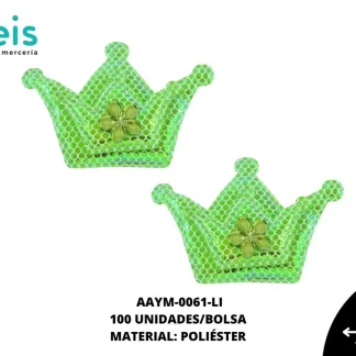ACCESORIOS INFANTILES CORONA PIEDRA AAYM-0061-LI 4.4cmX3.4cm 100 PZ/PQT LIMON