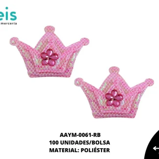ACCESORIOS AYM INFANTIL CORONA PIEDRA AAYM-0061-RB 4.4cmX3.4cm 100 PZ/PQT ROSA BOREAL