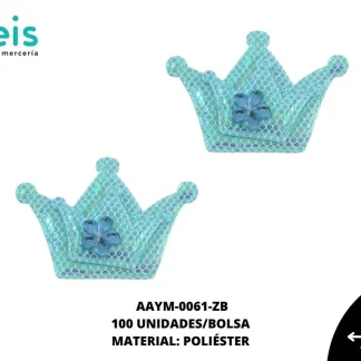 ACCESORIOS INFANTILES CORONA PIEDRA AAYM-0061-ZB 4.4cmX3.4cm 100 PZ/PQT AZUL BOREAL