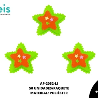 ACCESORIOS INFANTILES ESTRELLA AAYM-0062-LI 6cmX6.5xm 50 PZ/PQT LIMON
