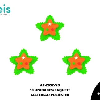 ACCESORIOS INFANTILES ESTRELLA AAYM-0062-VD 6cmX6.5xm 50 PZ/PQT VERDE