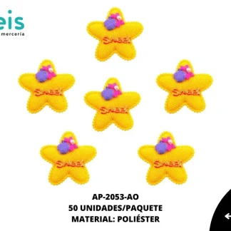 ACCESORIOS INFANTILES ESTRELLA SWEET AAYM-0065-AO 6cmX6.5cm 50 PZ/PQT AMARILLO