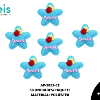 ACCESORIOS INFANTILES ESTRELLA SWEET AAYM-0065-CE 6cmX6.5cm 50 PZ/PQT CIELO