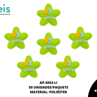 ACCESORIOS INFANTILES ESTRELLA SWEET AAYM-0065-LI 6cmX6.5cm 50 PZ/PQT LIMON