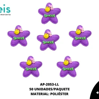 ACCESORIOS AYM INFANTIL ESTRELLA SWEET AAYM-0065-LL 6cmX6.5cm 50 PZ/PQT LILA