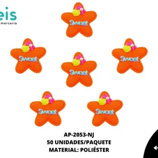 ACCESORIOS INFANTILES ESTRELLA SWEET AAYM-0065-NJ 6cmX6.5cm 50 PZ/PQT NARANJA