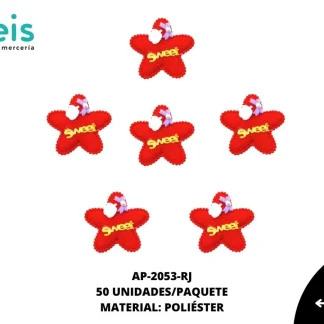 ACCESORIOS INFANTILES ESTRELLA SWEET AAYM-0065-RJ 6cmX6.5cm 50 PZ/PQT ROJO