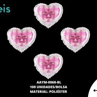 ACCESORIOS INFANTILES CORAZON PIEDRA AAYM-0068-BL 2.6cmX3cm 100 PZ/PQT BLANCO