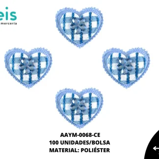 ACCESORIOS INFANTILES CORAZON PIEDRA AAYM-0068-CE 2.6cmX3cm 100 PZ/PQT CIELO
