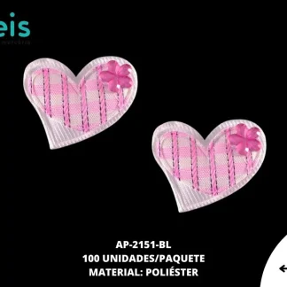 ACCESORIOS INFANTILES CORAZON PIEDRA AAYM-0069-BL 3.5cmX3.2cm 100 PZ/PQT BLANCO