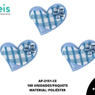 ACCESORIOS INFANTILES CORAZON PIEDRA AAYM-0069-CE 3.5cmX3.2cm 100 PZ/PQT CIELO