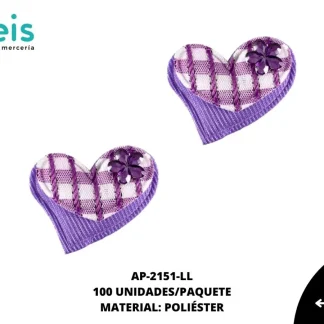 ACCESORIOS INFANTILES CORAZON PIEDRA AAYM-0069-LL 3.5cmX3.2cm 100 PZ/PQT LILA